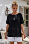 Black Pool Collar Low Sleeve Skirt and Mesh Flower Appliqué on the Sleeve End Casual Woven Blouse 68 68