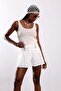 Ecru Decorated Buttoned Shorts 261013 - 3
