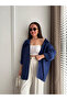 Navy Blue Off-Shoulder Oversize Shirt - 4612 - 2