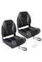 Pack of 2 High-Back Folding Boat Seats – Thick, Water-Resistant Cushions and Stainless Steel Screws – Ideal for Fishing and Boating on Pontoon or Speedboats