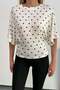 Women's Crew Neck Bat Sleeve Polka Dot Blouse Ecru - 26Y 26881 - 2