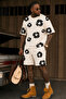 Men's Patterned Shorts Set Crew Neck Oversize T-Shirt Shorts Combination 100% Cotton Summer Two-Piece Set - 2