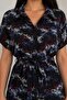 Women's Dress Long Patterned Buttoned Short Sleeve Belted Shirt Collar Summer Viscose Dress - 3