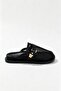 Marbella Black Buckle Detailed Mesh Women's Slippers - 6