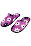 Purple Floral Patterned Plush House Slippers - Soft Textured Comfortable Home Shoes - 3