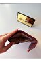 Women's Burgundy Envelope Cover Gold Lock Mini Card Holder Wallet - 5