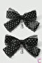 2-Pack Vintage Black Lace Polka Dot Music Violin Figure Dangle Automatic Clip-On Bow Buckle 12cm