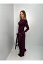 Women's Side Gathered Long Sleeve Wide Leg Pants Blouse Bottom Top Two Piece Set - 3