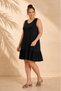 Women's Plus Size Pocketed Skirt Hem Flounce Sleeveless Wide Collar Short Stretchy Viscose Dress - 2