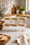 Lina - Set of 6 Borosilicate Glass Breakfast Bowls with Bamboo Lids, Striped - 2