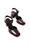 Zri̇n-40450 Premium Brown Patent Leather Daily Open-Back Heeled Shoes 8 cm - 3