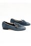 Women's Genuine Leather Ballerinas Navy Blue - 2