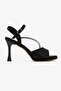 Women's Stoned Single-Heel Painted Platform Heeled Sandals Black Glitter - 2