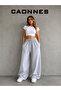 2-Piece Women's Sweatpants (Black-Grey) Oversize Baggy Loose Legs - 4