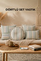 Set of 4 Decorative Throw Pillows – Colorful Striped Silicone-Filled Linen Bohemian Pillow Set