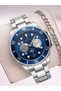 Men's Wristwatch Steel Band Black Dial Bracelet Gift Classic Stylish Combination Watch Swt03