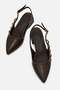 Side Stone-Embellished Buckle Open-Back Heeled Shoes Brown Crinkled - 5