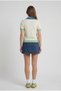 Women's Colorful Collar and Short Sleeve Knitwear Blouse - 4