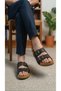 Men's Double Buckle Adjustable Comfortable Sole Black Slippers - 3
