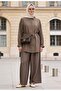 Strawberry Linen Shirted Summer Women's Hijab Set – Comfortable Elegance with Pocketed Pants (Size 36-48) Darkv - 5