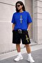 Oversize T-Shirt Black Shorts Set Casual Sports Combination Summer 2-Piece Set Never Give up Printed - 2