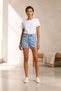 40 cm Straight Leg Straight Women's Denim Shorts, High Waist Lycra Shorts Jeans - Blue Snow - 2
