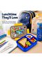 Kids Lunch Box Set with Spoon & Fork, 1800ml Bento Lunch Box for Boys & Girls, 3 Compartment Airtight Leak-Proof Food Container with 4 Locking Clips, BPA-Free School Lunch Box - 2