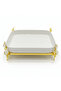 Silu White Ceramic Square Serving Tray with Ornate Golden Metal Base 10 Inch