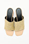 Heels 2641 - Textured Wide Band Beige Straw Women's Heels - 4