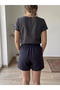 Summer 100% Cotton Muslin Fabric Black Shorts - 3