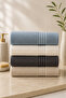 4 Pieces of Colorful Striped 50X90 cm Cotton Soft Absorbent Bath Hand Towels - 3