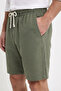 Men's Khaki Muslin Linen Shorts 100% Cotton Full Fit with Back Pockets - 6