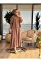 7457 Pleated Gold Buttoned Skirt Suit Mink - 2