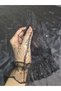 Taara+ Sequined Sparkling Ruffled Short Gloves Black - 6