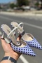 Bella Women's White Black Polka Dot Pointed Toe Back Open Elastic High Heels Shoes - 3