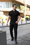 Men's Zippered Collar Short Sleeve Tshirt - 4