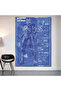 Iron Man Blueprint Blue Wall Covering Wall Tapestry First Quality Satin Fabric Poster