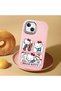 iPhone 15 Plus Compatible Case with Camera Protector Pink Silicone Couple Phone Case with Kitty Pattern - 2