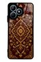 Realme Note 50 Burgundy Ottoman Gold Design Glossy Phone Case