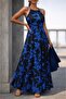 Women's Patterned Long Single Jersey Dress with Open Shoulder Straps - 2