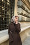 Amore Lily Pattern Viscose Scarf - Bitter Brown Mink - 4