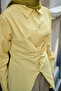Women's Front Button Detail Waist Tie Poplin Shirt Fat Green - 5