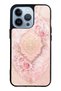 iPhone 13 Pro Glossy Phone Case with Blush Ottoman Rose Design