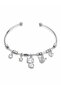 Silver Color Brass Cat Detailed Charm Women's Bracelet