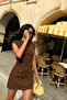 Gold Button Detailed Padded Mini Dress 2059 - 5