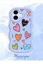 iPhone 16 Compatible Case with Camera Protector Blue Silicone Couple Phone Case Heart Pattern - 2