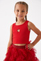 Red Star Embroidered Corded Strap Crop Blouse for Girls - Cindy