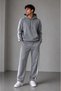 Men's Striped Detail Hooded Tracksuit Set Gray