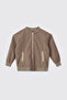 Boy's College Collar Zippered Beige Jacket