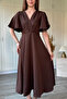 V-Neck Ruffled Midi Dress with Flounce Sleeves - 7